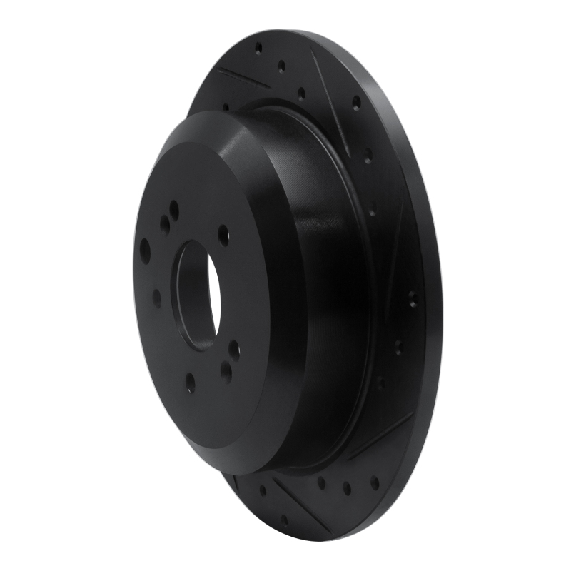 Hyundai Veracruz Brake Rotor (1) - Rear Right - R1 Concepts - Drilled & Slotted - Black - `07-`12